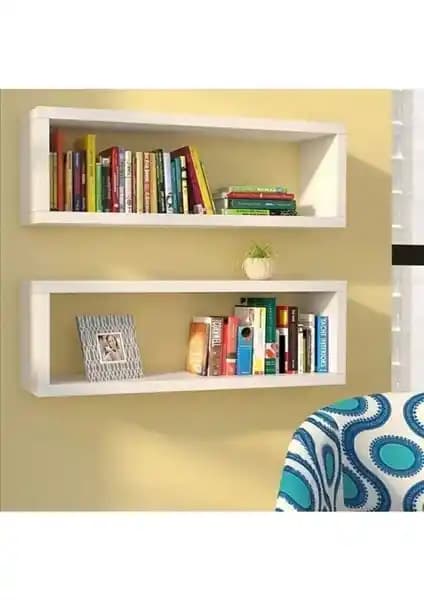 Dekorfim Beyaz 2'li Duvara Monte Kitaplık: Modern ve Şık Depolama Çözümü