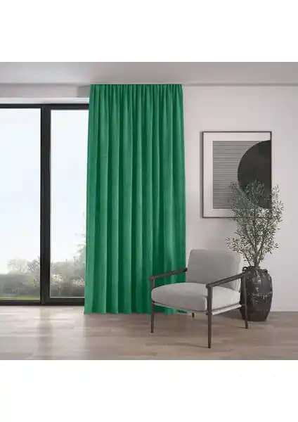 Demor Home Kadife Dokulu Ekstrafor Büzgülü Çam Yeşili Fon Perde Özellikleri ve Kullanım Avantajları