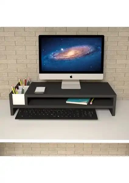 Emkawood Sally Siyah Laptop Standı: Ergonomik ve Modern Çalışma Alanları İçin Şık Tasarım
