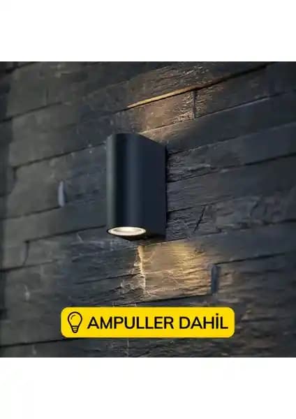 Full Reyon Çift Yönlü Dekoratif Duvar Aplik Siyah Modern İç ve Dış Mekan Aydınlatması