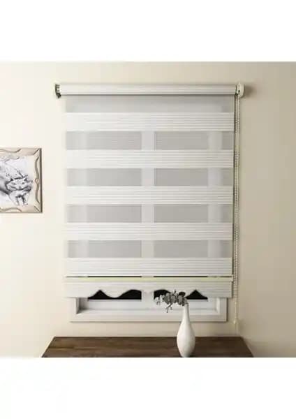 Givayo Stor Pliseli Ekru Stor Zebra Perde Etek Dilimli Modern İç Mekan Dekoru