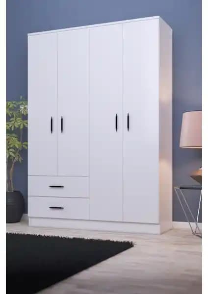 Gubimo Abete 4 Kapılı 2 Çekmeceli Gardırop Modern ve Dayanıklı Tasarım Çözümü