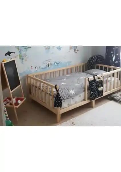 HFT Home Unisex Montessori Çocuk Yatakları Doğal Ahşap ve Güvenlik Özellikleriyle