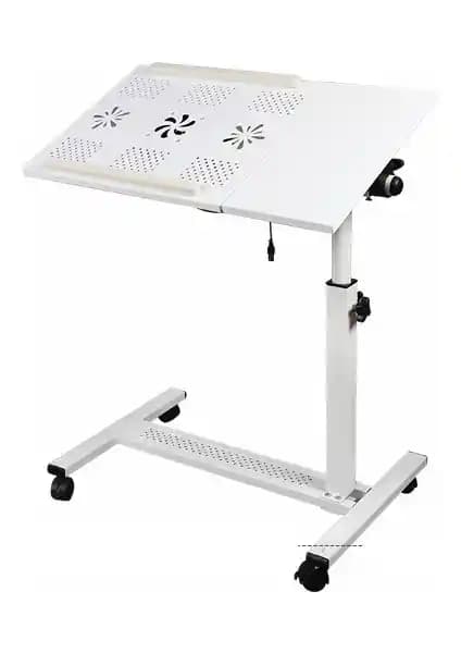 Hodbehod Yerden Yükseklik ve Eğim Ayarlı Mouse Bölmeli Laptop Sehpası Beyaz