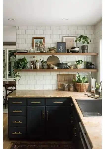 Karaköse Masif Ahşap Duvar Rafı Çiftli 200 cm Ceviz Rengi Modern Dekorasyon