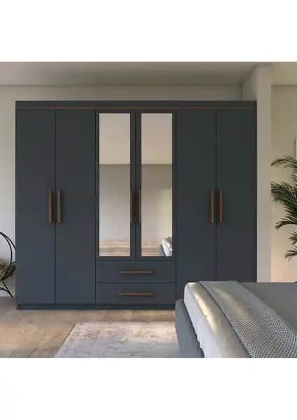 Metalia Armina Lüx 6 Kapı 2 Çekmeceli Aynalı Gardrop Tasarımı ve Kullanım Özellikleri