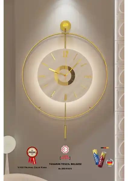 MetaQuartz Büyük Boy Gold Çember Duvar Saati Modern Tasarım ve Fonksiyonellik