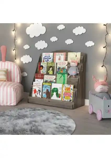 Mingitav Lucky Montessori Ahşap Çocuk Odası 4 Raflı Kitaplık, Şık ve Pratik Depolama Çözümü