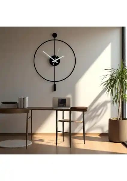 Modern Siyah Çelik Minimalist Duvar Saati Ev ve Ofis Dekorasyonu İçin Uygun