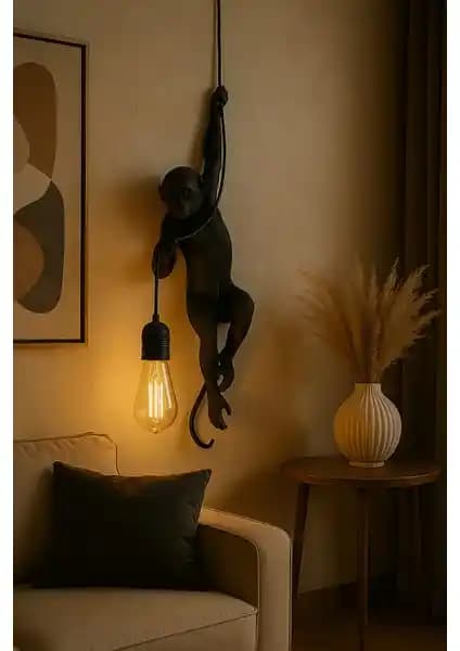 Modern Siyah Maymun Figürlü 3D Duvar Aplikleri İle Dekorasyonunuzu Yenileyin