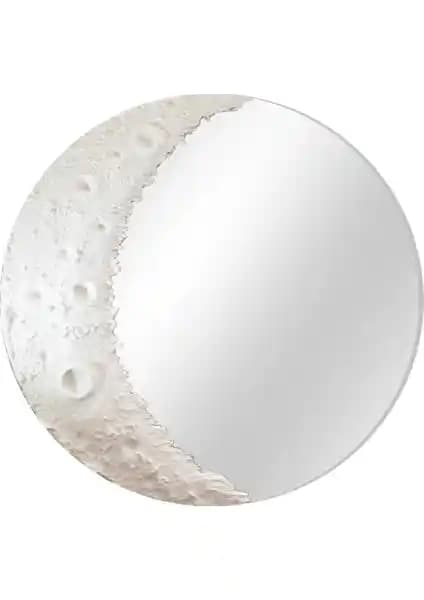 Moon Yuvarlak Gri Renkli Krater Konsol Ayna Modern ve Şık Dekoratif Tasarım