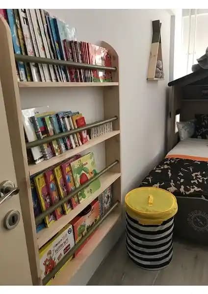 Mrt Ahşap Montessori Geniş Model Çocuk Kitaplığı Güvenli ve Modern Tasarım