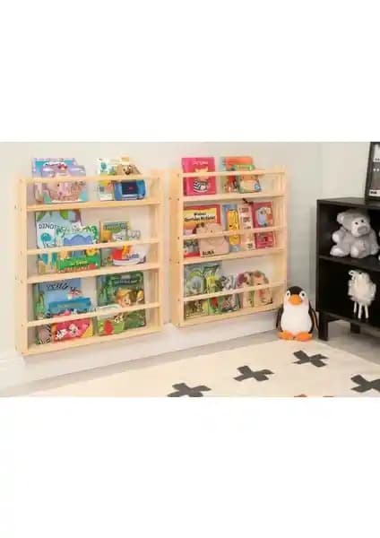 Olcay Aksesuar Montessori 105 cm Ahşap Kitaplık Çocuk Odası İçin Şık ve Fonksiyonel Depolama Çözümü