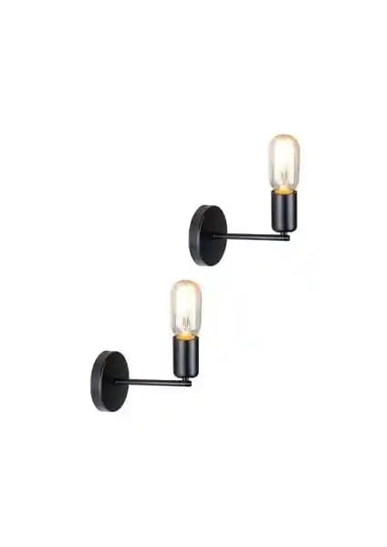 Ömür Avize Pasifik Modern Retro Rustik Siyah Aplik 2'li – Şık ve Fonksiyonel Duvara Monte Aydınlatma