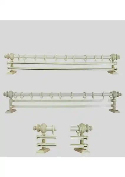 Orlenda Ahşap Başlıklı Alüminyum Rustik Perde Askısı Çift Raylı Modern Tasarım