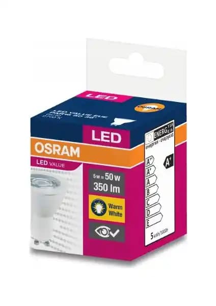 Osram Led Value 4.5W Sarı Işık Gu10 Duy Ampul: Enerji Verimli ve Sıcak Atmosfer Yaratıcı Aydınlatma Çözümü