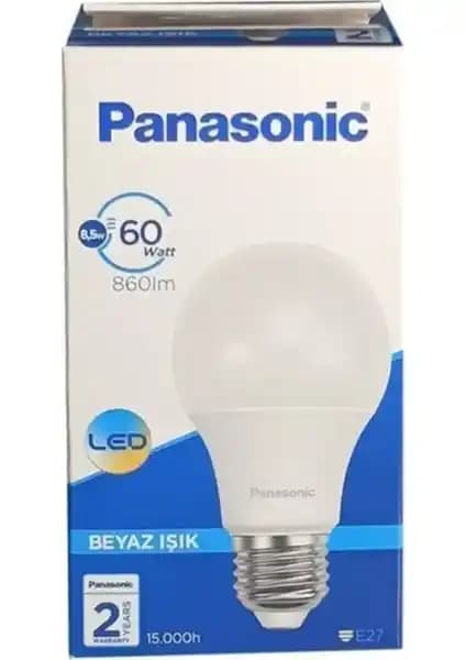 Panasonic LED Lamba 8.5W 60W E27 Beyaz Işık 6500K Enerji Tasarruflu ve Yüksek Performanslı