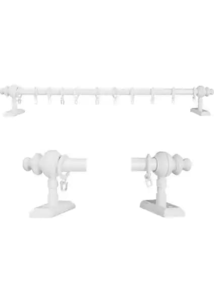 Perdejim Beyaz Raysız Ahşap Rustik Perde Askısı - Dayanıklı ve Şık Tasarım