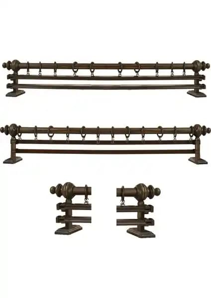 Perdejim Ceviz Çift Raylı Ahşap Rustik Perde Askısı: Estetik ve Dayanıklılık Bir Arada