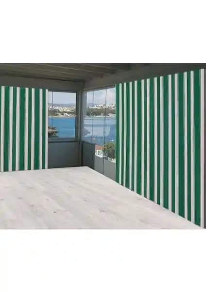 Perhal Yeşil Beyaz Çizgili Balkon Perdesi: Estetik ve Fonksiyonelliğin Birleşimi