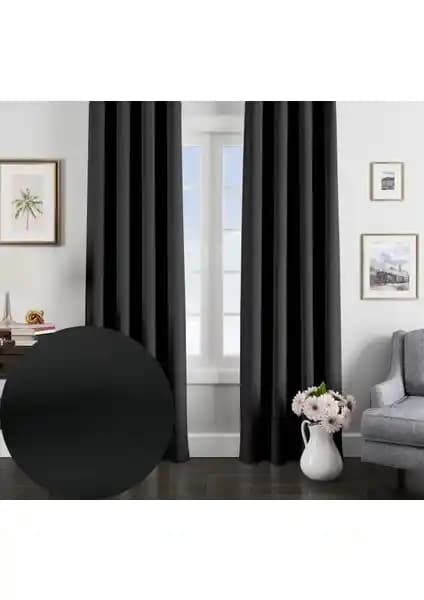 Perle Home City Series Uzay Siyahı Blackout Güneşlik Karartma Fon Perde 150x260 cm