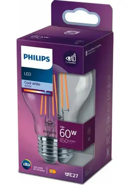 Philips Filament 60W Ampul Gün Işığı Renk Sıcaklığıyla Estetik ve Enerji Verimli Aydınlatma