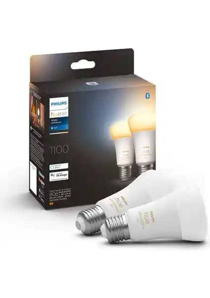 Philips Hue Beyaz Ambiyans Akıllı Ampul 8-75W E27, Enerji Verimli ve Uzaktan Kontrol Özellikleriyle