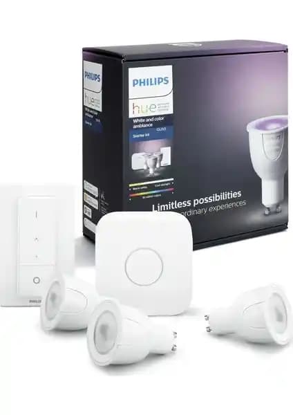 Philips Hue Renkli Akıllı Spot Başlangıç Seti 3'lü GU10 ile Ev Aydınlatmanızı Yenileyin
