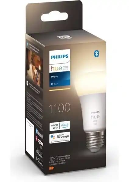 Philips HueW 9.5-75W Beyaz Akıllı Ampul E27 Bluetooth ile Kolay Kontrol ve Esnek Aydınlatma