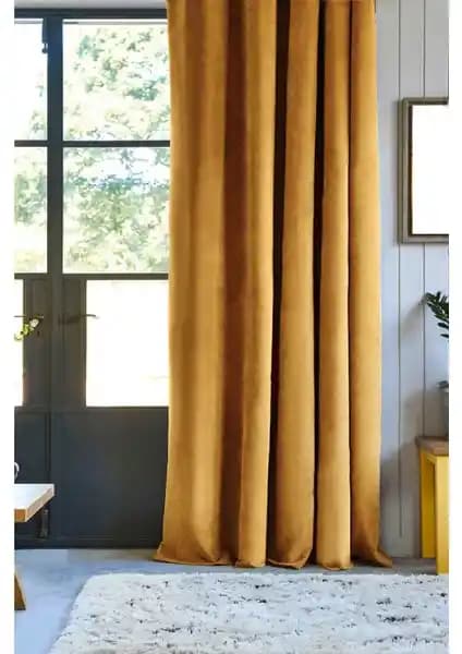 Pierre Cardin Hardal Renkli Pilesiz Petek Dokulu Fon Perde 140x260 cm