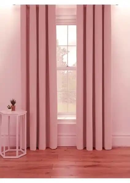 Pierre Cardin Siyah Güneşlik ve Fon Perde Pudra Rengi Modern İç Mekan Dekorasyonu