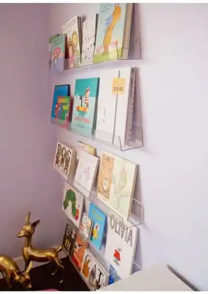 Pleksi Marketi Şeffaf Kitap Duvar Rafı Modern İç Mekan Dekorasyonu İçin