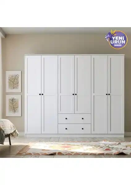 Rabi Mobilya Side 6 Kapak 2 Çekmece Gardırop Modern ve Fonksiyonel Tasarım