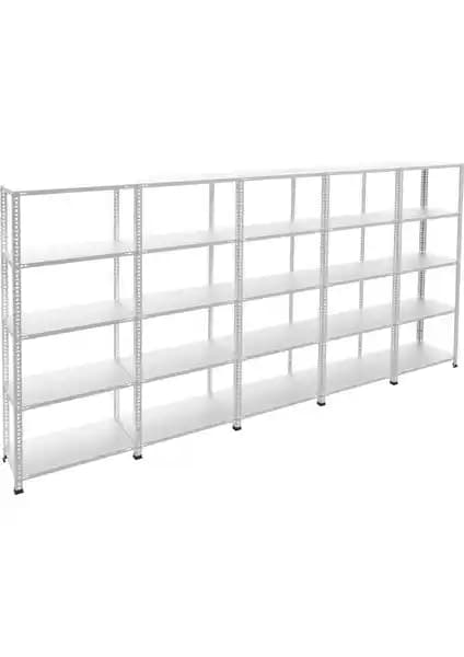 Rafburada 5 Katlı Galvaniz Çelik Raf Seti Dayanıklı ve Çok Yönlü Depolama Çözümü