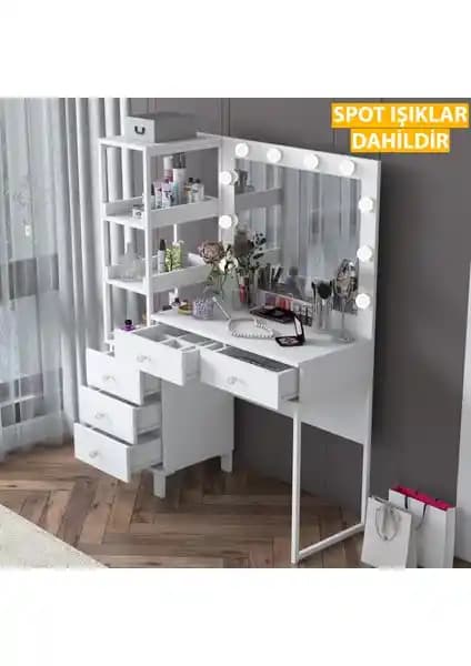 Rani BJ128 Hollywood Işıklı Aynalı Makyaj Masası Estetik ve Fonksiyonellik Sunar