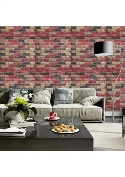 Renkli Tuğla Desenli Kendinden Yapışkanlı Duvar Paneli Dekoratif ve Dayanıklı Çözüm