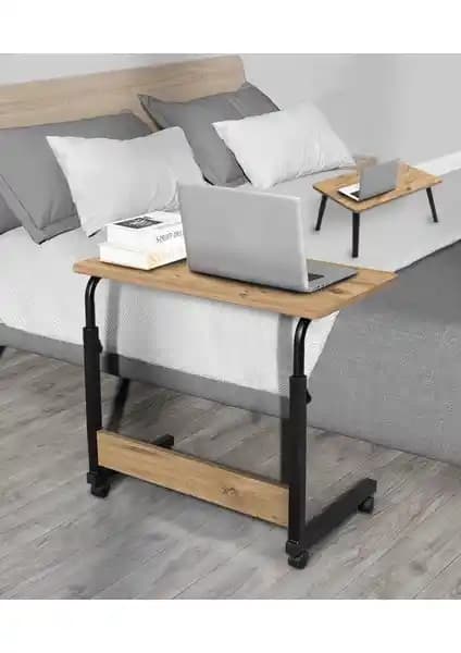 Servetavcı Çift Kullanımlı Yükseklik Ayarlı Modern Çalışma Masası ve Çalışma Masası - Atlantik Çam (Tekerli)