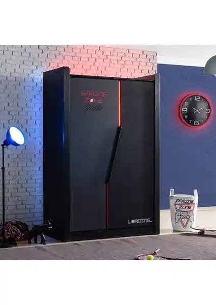 Setay Gardırop Gamer 2 Kapaklı Ledli Dolap Modern ve Dayanıklı Tasarım