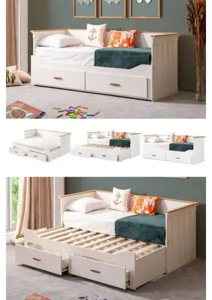 Setay Yavrulu Karyola ve Likya Divan Karyola Çekmeceli Açılır Çift Kişilik Yatak Odası Mobilyası