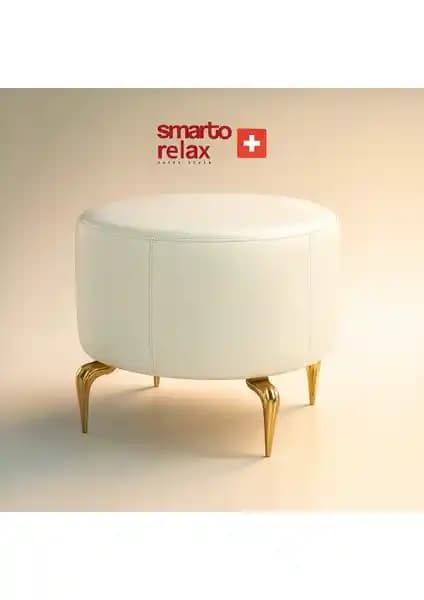 Smarto Relax Suni Deri Modern Puf: Şık ve Çok Amaçlı İç Mekan Dekorasyonu İçin Uygun