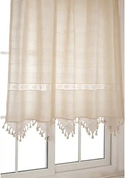 Tuncay Tekstil El Dantelli Kalın Keten Güneşlik Perde Doğal ve Şık Tasarım