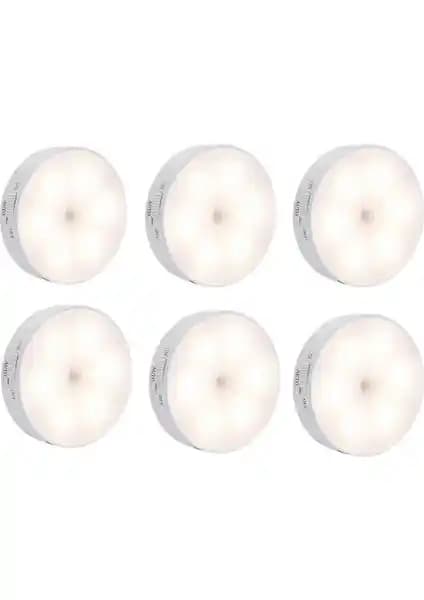 UniChrome 6 Adet Hareket Sensörlü USB Şarjlı LED Lamba Seti Dolap ve Ev İçin