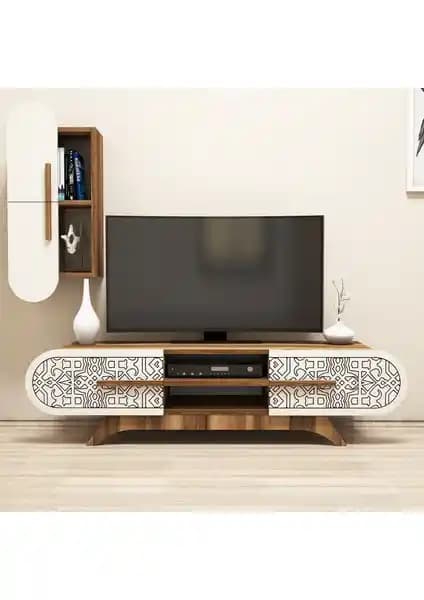 Variant Concept Defne TV Ünitesi Ceviz Ekru Modern Tasarım ve Dayanıklılık