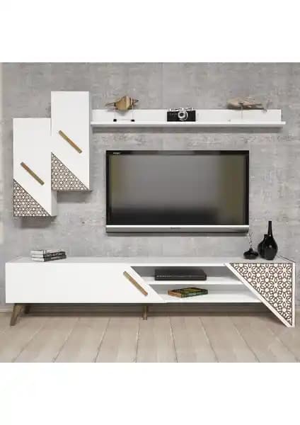 Varinat Beril TV Ünitesi Beyaz: Modern ve Şık Oturma Odası Dekorasyonu İçin Tasarım