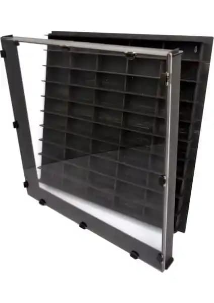 Woodbu Şeffaf Kapaklı Ahşap Eskitme Siyah Hobi ve Araba Koleksiyonu Rafi