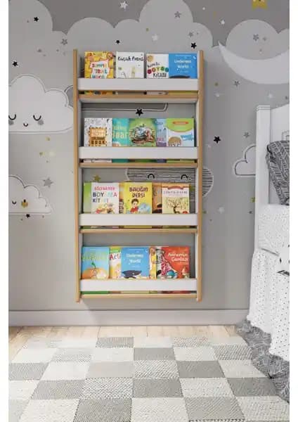 Zeo Wood Design Montessori 4 Raflı Çocuk Kitaplığı: Güvenli ve Şık Tasarım