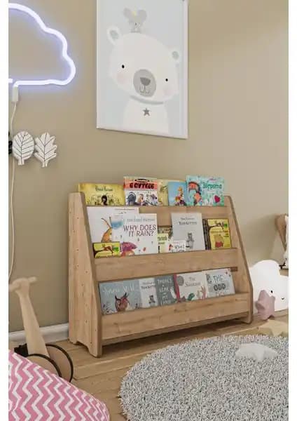 Zeo Wood Design Montessori MDF Çocuk Kitaplığı Güvenli ve Estetik Çocuk Odası Çözümü