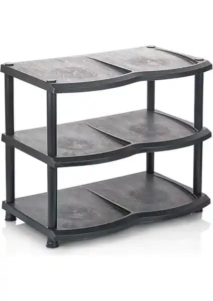 5DM 3 Katlı Siyah Plastik Ayakkabılık Ev ve Ofis İçin Pratik ve Dayanıklı Saklama Çözümü