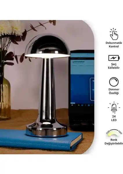 Ack Şarjlı Dokunmatik LED Masa Lambası: Çok Renkli ve Ayarlanabilir Işık Özellikleriyle Modern Tasarım