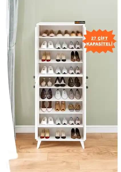 Aeka AE-1088 Patentli Imaj Beyaz Ayakkabılık: Modern ve Çok Amaçlı Depolama Çözümü